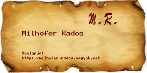 Milhofer Rados névjegykártya
